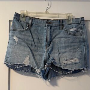 aerie Light Blue Distressed Denim Cutoff Shorts